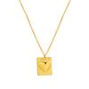 Style New Fashion Three-Dimensional Peach Heart Relief Square Necklace Titanium Steel Plated 18K Real Gold Accessories P137