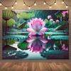 Pink Lotus Pond Tapestry, Water Lily Reflection Background Cloth, Zen Nature Wall Decor