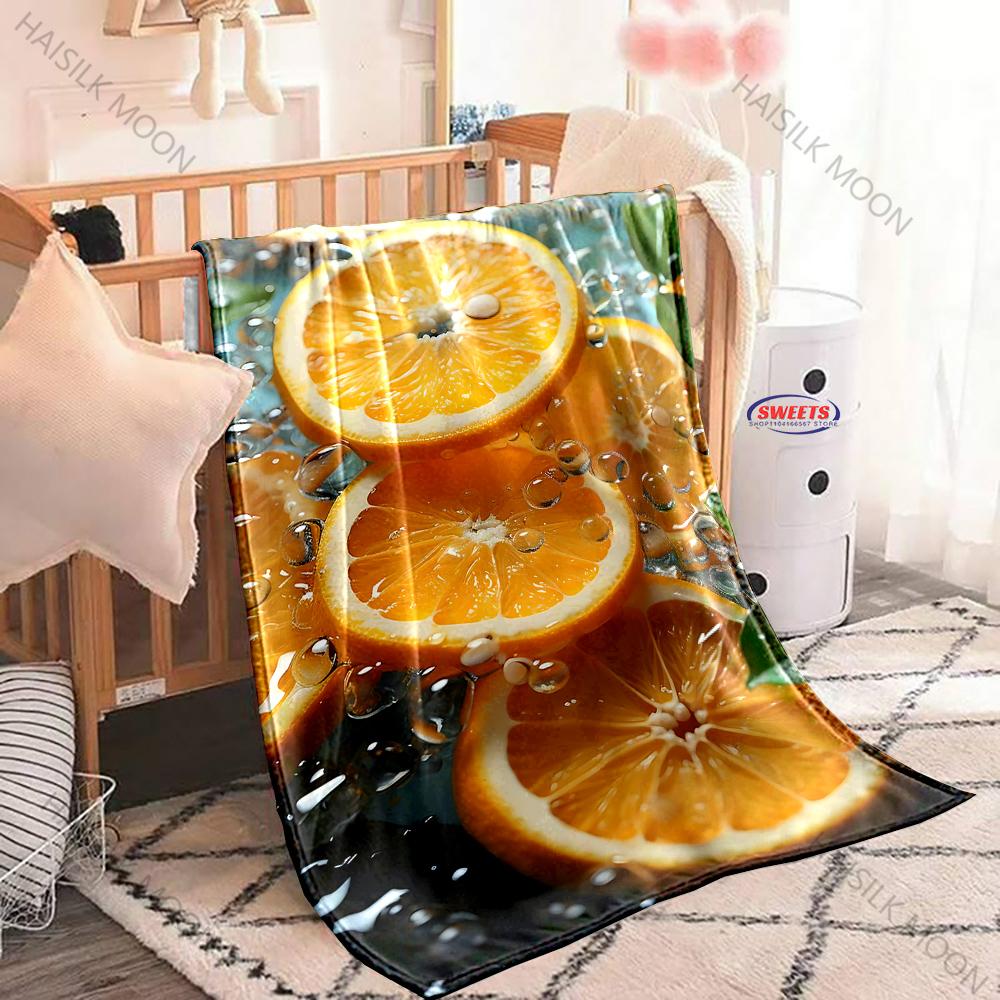 3D Orange Printed Blanket - Ultra Soft & Cozy Gift for Mom and Daughter Present, Warm Lightweight Throw for Bed, Couch & Travel
