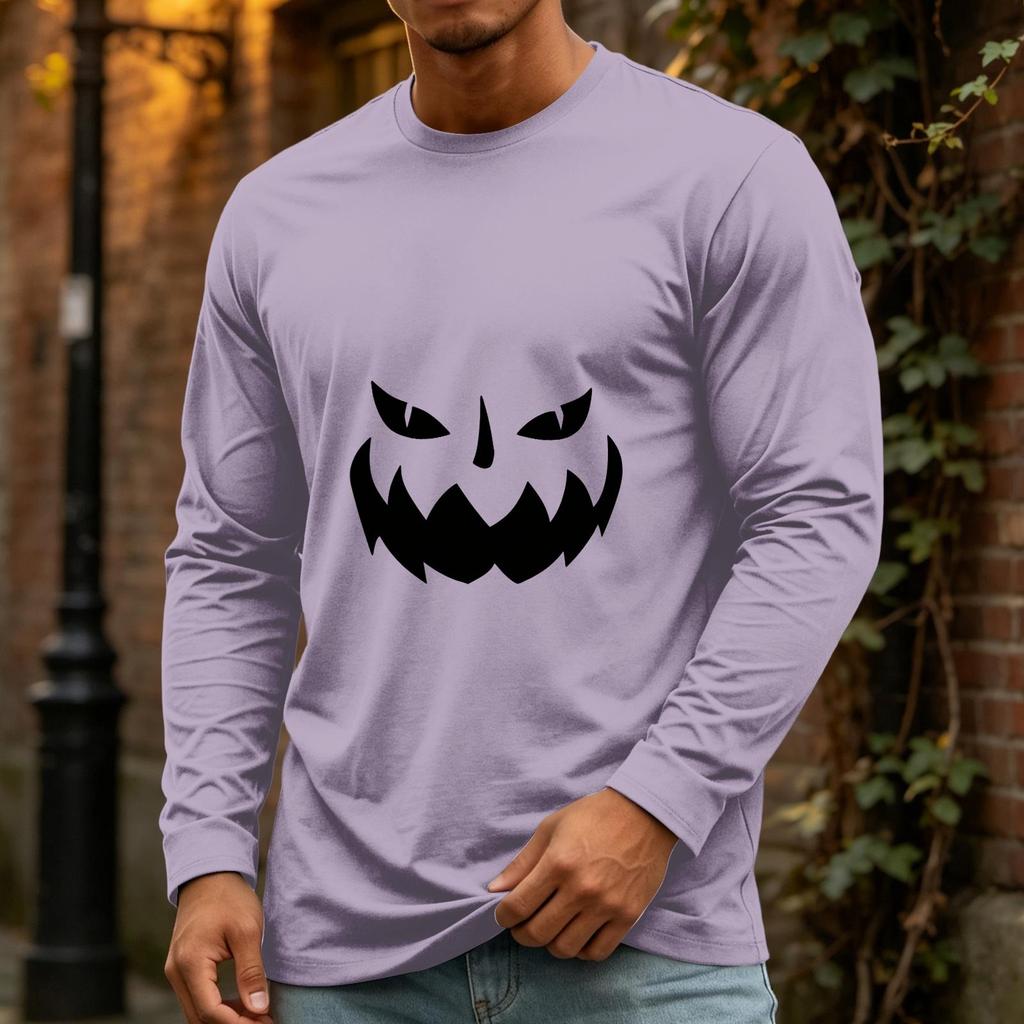 Men's Halloween Long Sleeve Neck Casual Top for Party