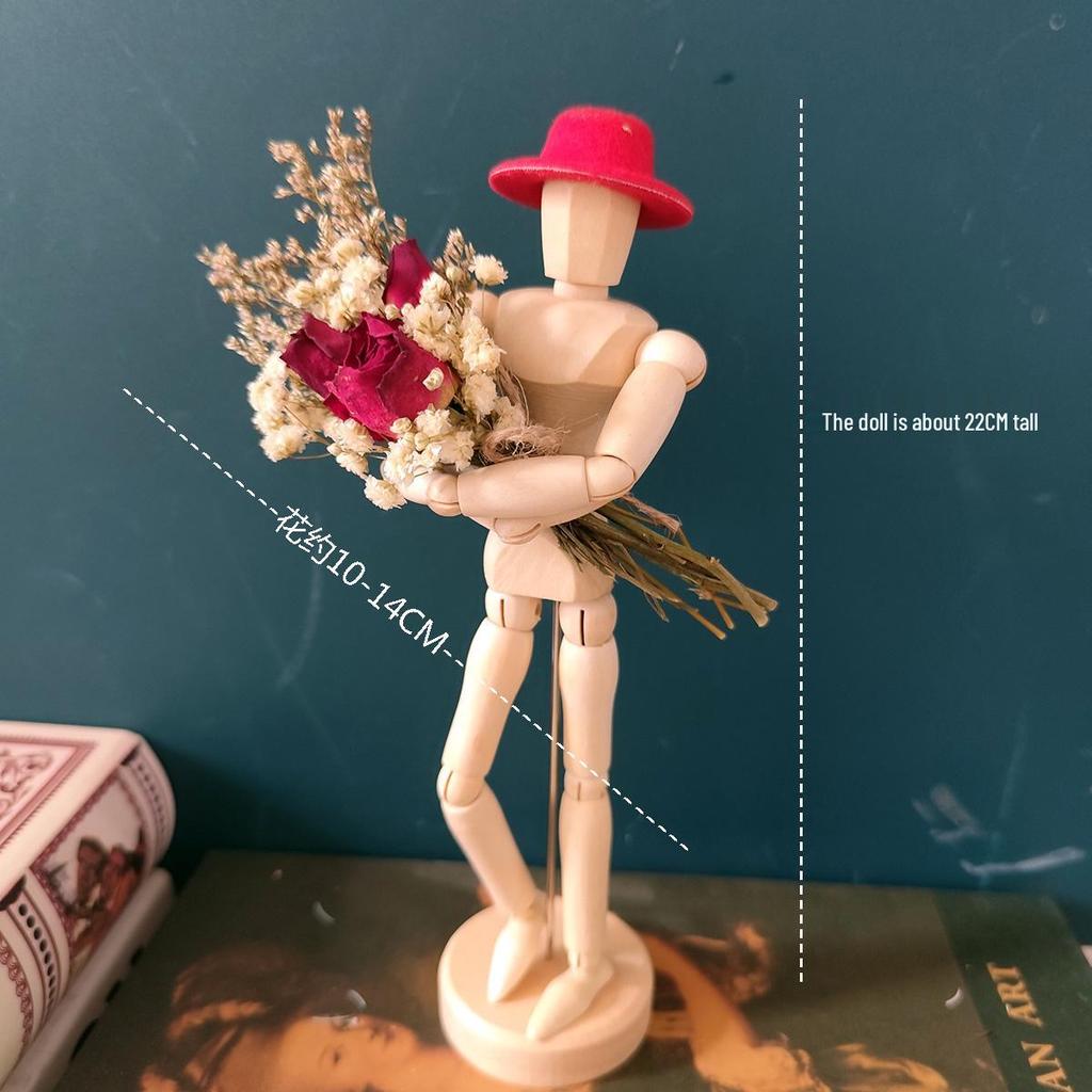 Jointed Wooden Puppet Doll: Handcrafted Human Body Ornament & Decompression Gadget.