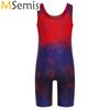 Kids Boys Swimsuit Geometric Printed Jumpsuit Swimsuit Wrestling Singlet Swimming Costume Sports Bodysuit Cycling Gym Fitness