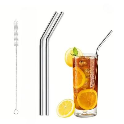 2pcs Stainless Stainless Steel Straw with Cleaning Brush  Replacement Reusable Metal Straws Compatible for 30/40oz Stanley Cup