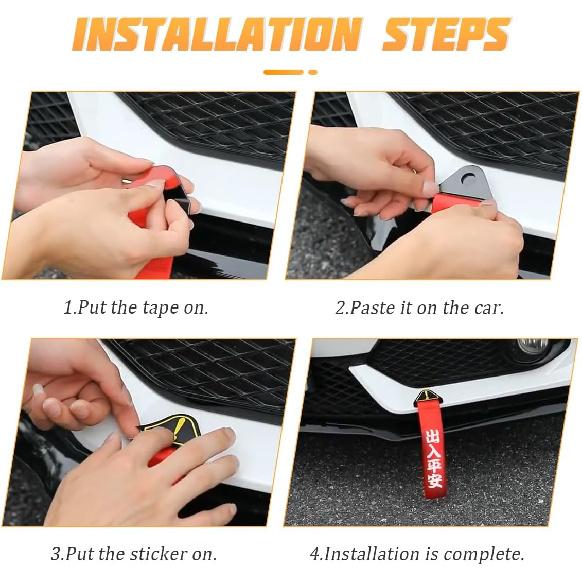 AICEL Car Racing Tow Strap, Nylon High Strength JDM Sports Style Decorative Traction Rope, Chinese Slogan Car Exterior Towing Strap, Universal Tow