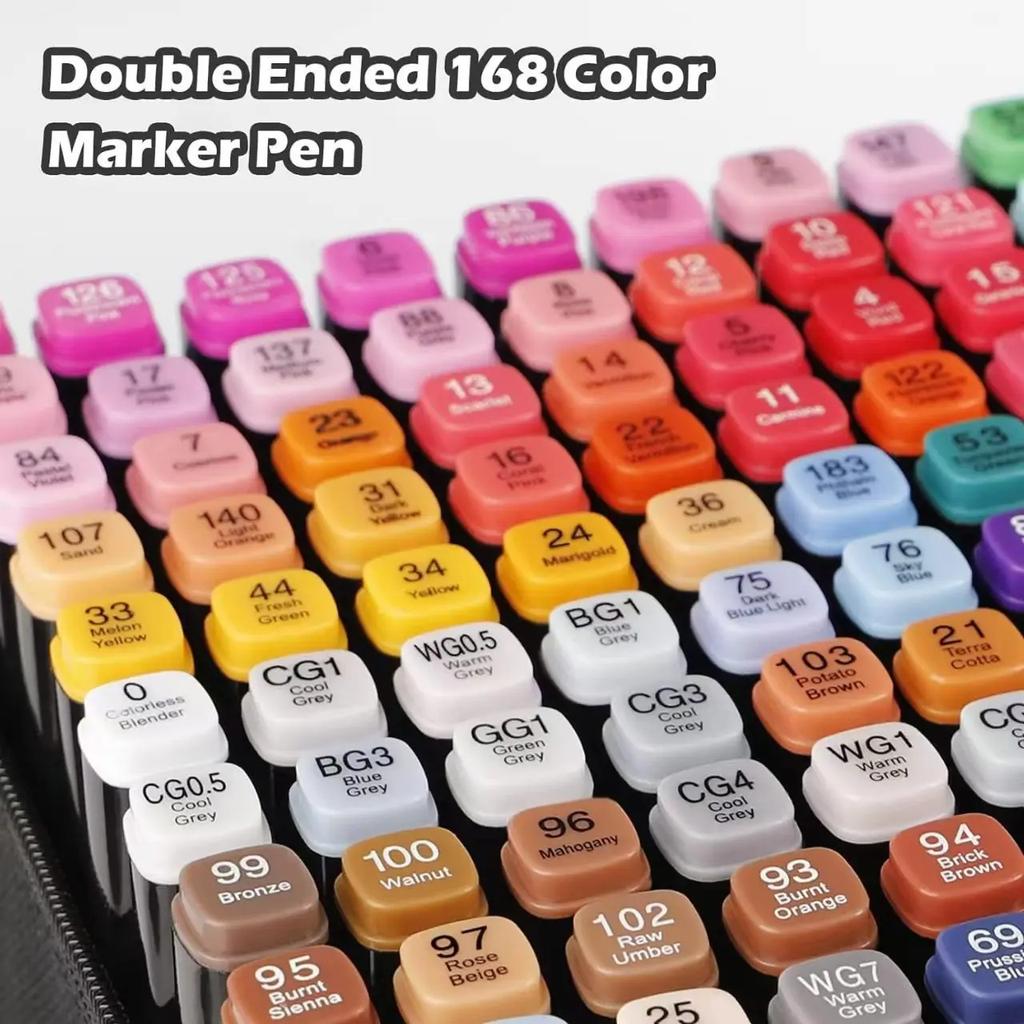 48Colors Alcohol Based Marker Pen Set Dual Tip Double Head Black Barrel Drawing Painting for Kids School Supplies Design