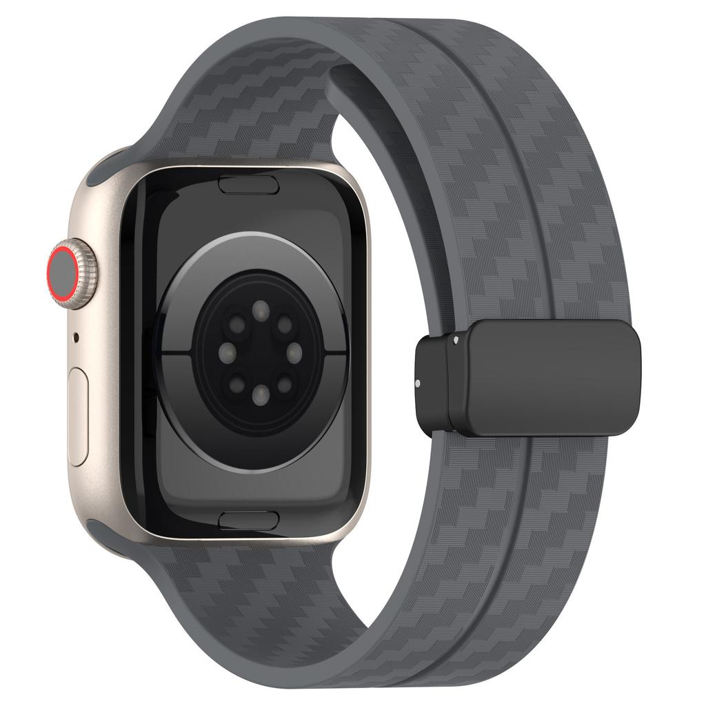 KALEBOL Magnetisches Silikonarmband für Apple Watch Serie 10 9 8 7 SE 6 5 4 3 2 1 42mm 41mm 40mm 38mm Carbonfaser-Textur Uhrenarmband