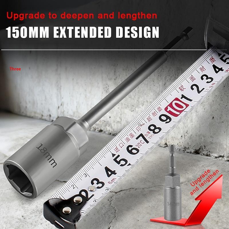 5.5-17Mm Long Shank Electric Drill Socket Head Bolt Nut Screwdriver Bit Impact Drill Bit Adapter Socket Wrench Extension Rod