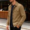 Men S Casual Slim Fit Single Breasted Collared Long Sleeve Solid Color Warm Jacket