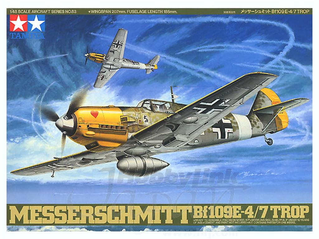 Tamiya 1/48 Masterpiece Series No. 63 German Air Force Messerschmitt Bf109 E-4/7 TROP Plastic Model Kit 61063