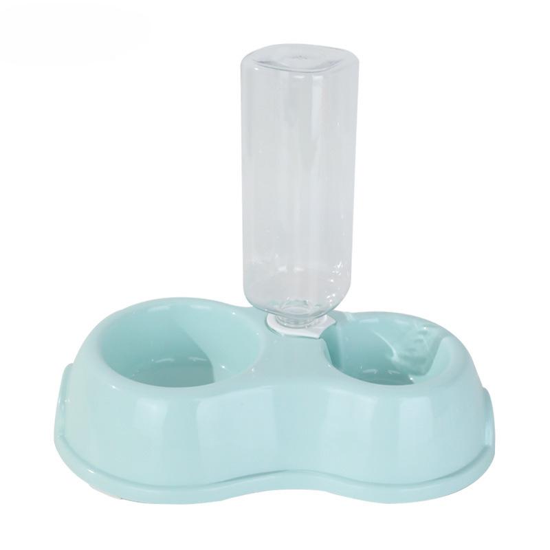 Automatic Pet Water Bottle With Dual Bowl Design Portable Dog Cat Feeding Dispenser With Measuring Cup KTY