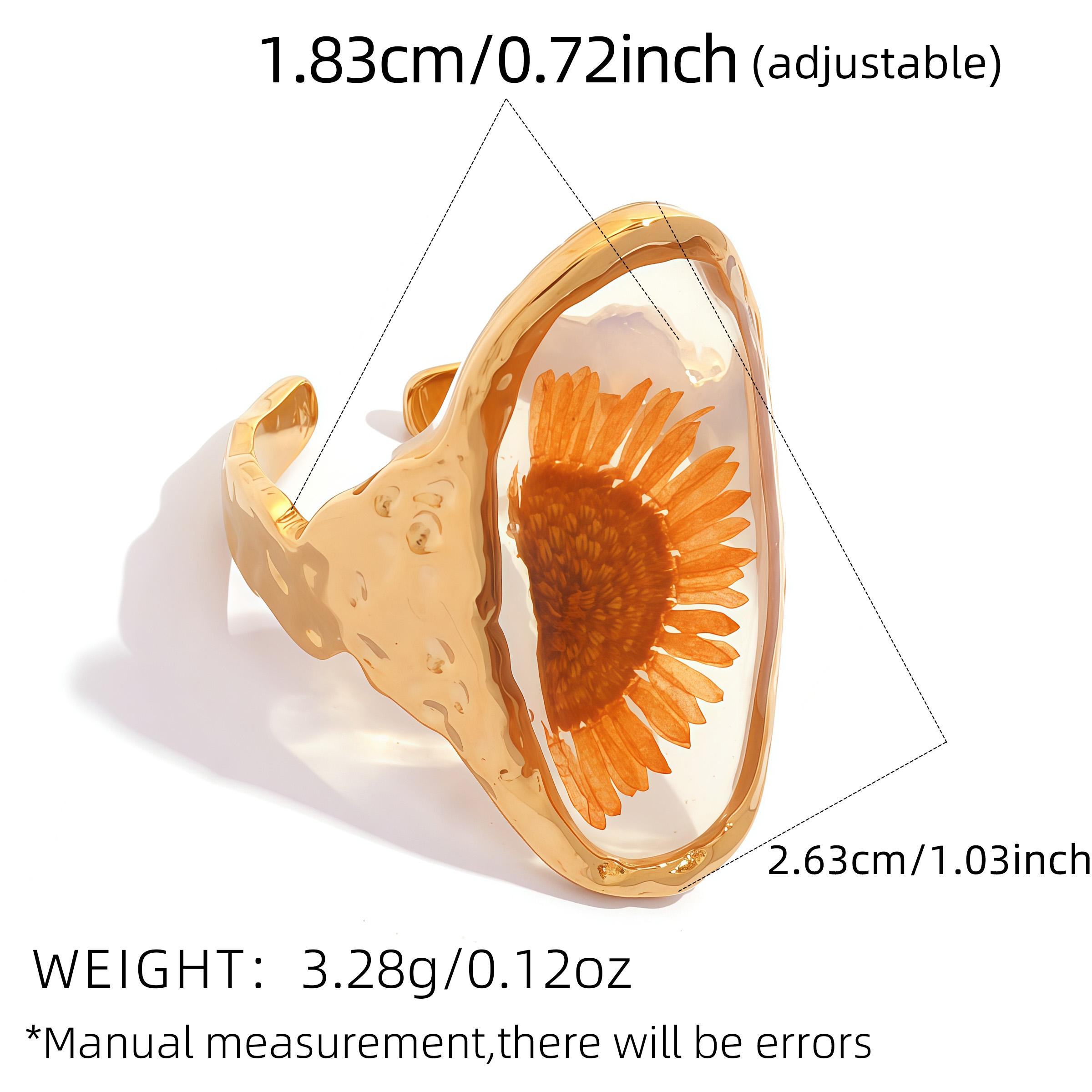 

Light Cozy 18k Gold Plated Minimalist Polygonal Dry Flower Opening Ring Women Personalized Stainless Steel Statement Zircon resizable