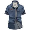 Men's Short Sleeve Casual Denim Shirt 