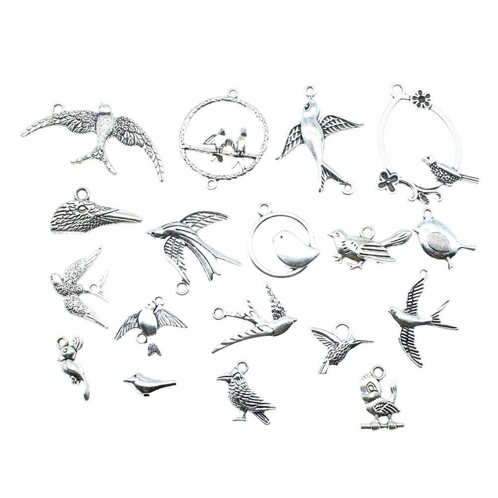 10pcs Bird Charms Antique Silver Color Bird Charms Pendants For Bracelets Flying Bird Charms Making Jewelry