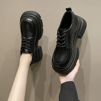 Fashion 2024 New British Style Round Toe Flats Autumn Loafers with Fur Shallow Mouth Platform Oxfords Casual Female Sneakers