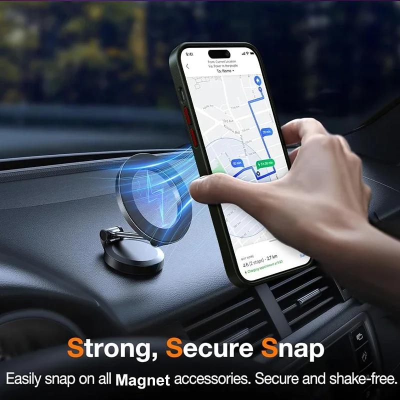 UYUXIO Magnetic Mobile Phone Case with Kickstand for iPhone 16 Pro Max 15 Plus 14 13 12 Mini 11 Cases Matte Cover with Holder