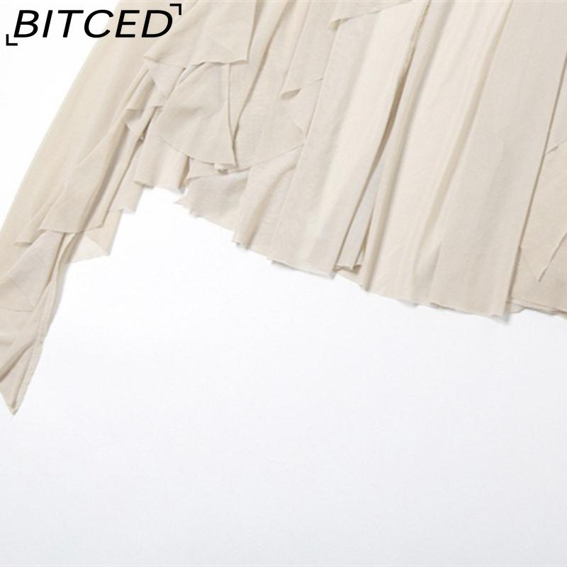 BITCED Summer Women's Solid-Color Slim-Fit Streetwear High-Waisted Asymmetric Skirt