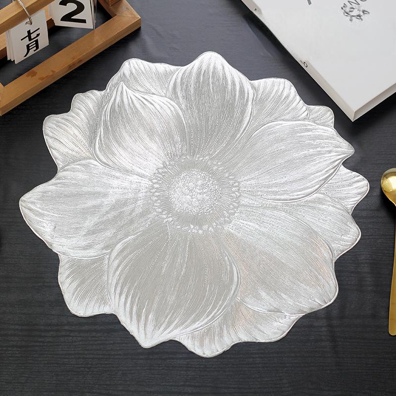 High-Value Placemats Light Luxury Lotus Non-Slip Placemats Bowl Mats Coasters PVC Heat Insulation Mat Thickened Hotel Household Washable Mat