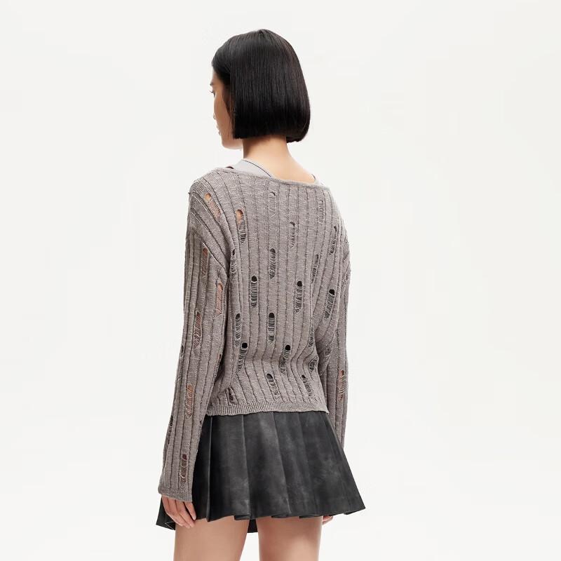 Veromoda Women's Beaded Hollow-Out Two-Piece Knitted Top