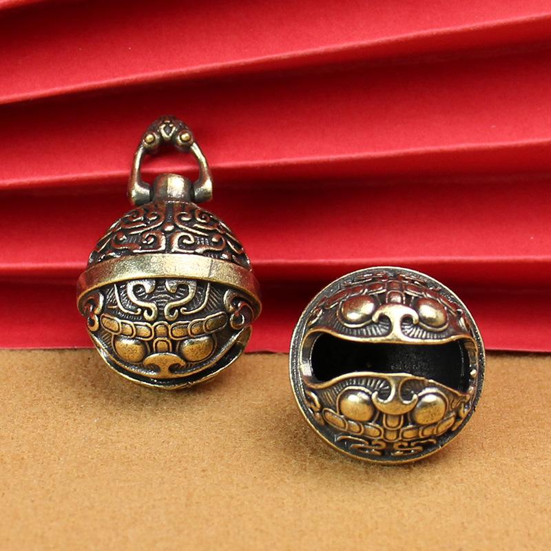Handmade Brass Pure Copper Gluttonous Bell Car Keychain Pendant Bell Accessories