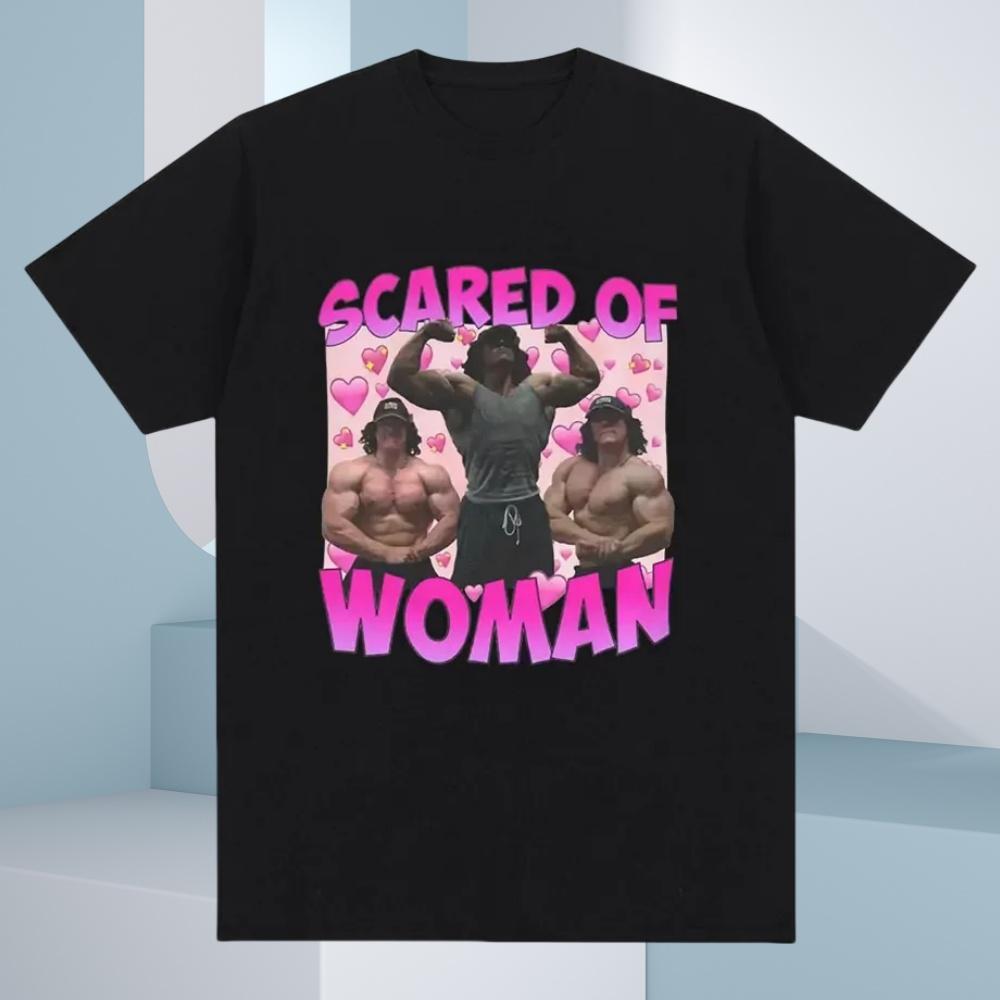 Sam Sulek Scared of Woman T Shirt Humor Gym Fitness Lovers Graphic T-shirts Men Women Casual Oversized Tee Shirt