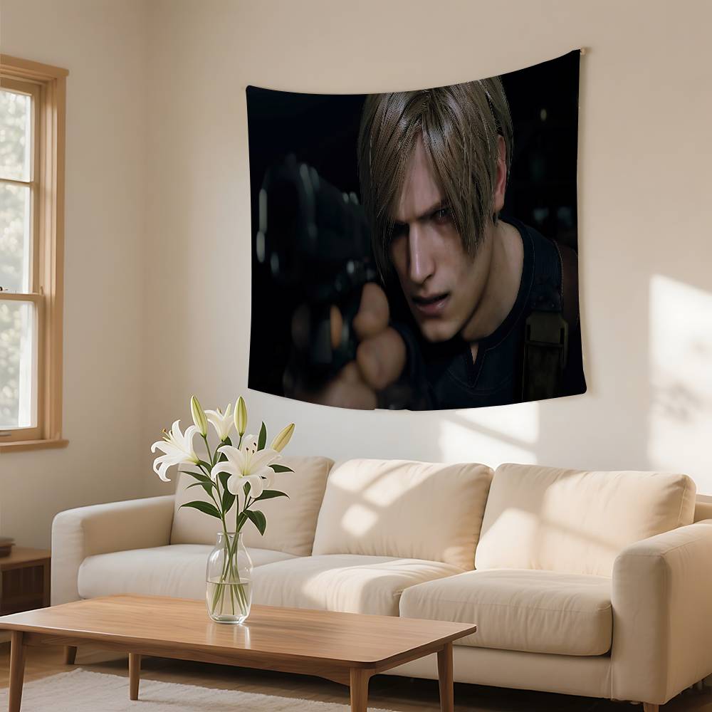 Game RResident Leon Kennedy Evil Tapestry Wall Hanging Tapestry Art Deco Blanket Curtain Hanging Home Bedroom Living Room Decor