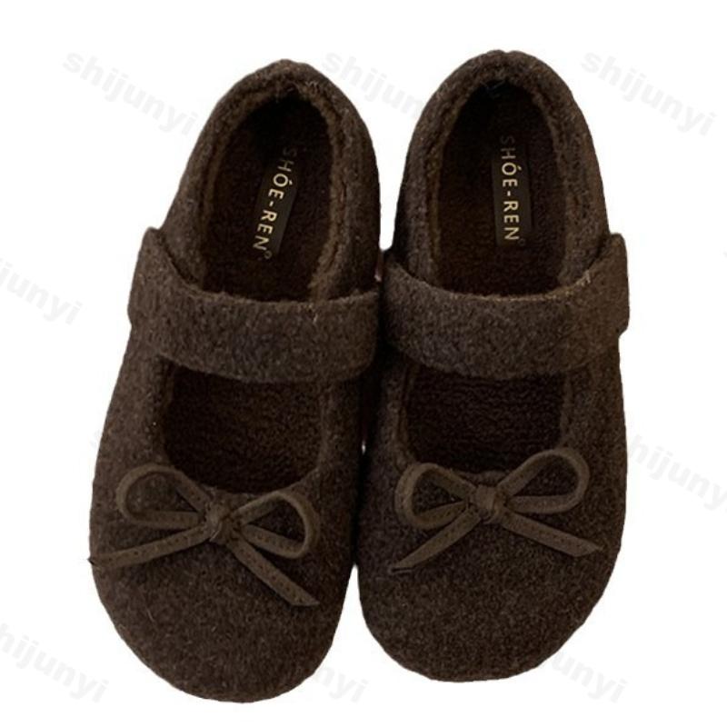 Fashion Women's Cotton Shoes 2025 Winter New Plush Thicken Warm Mary Jane Shoes Fashion Bow Knot Lightweight Comfortable Casual Flats