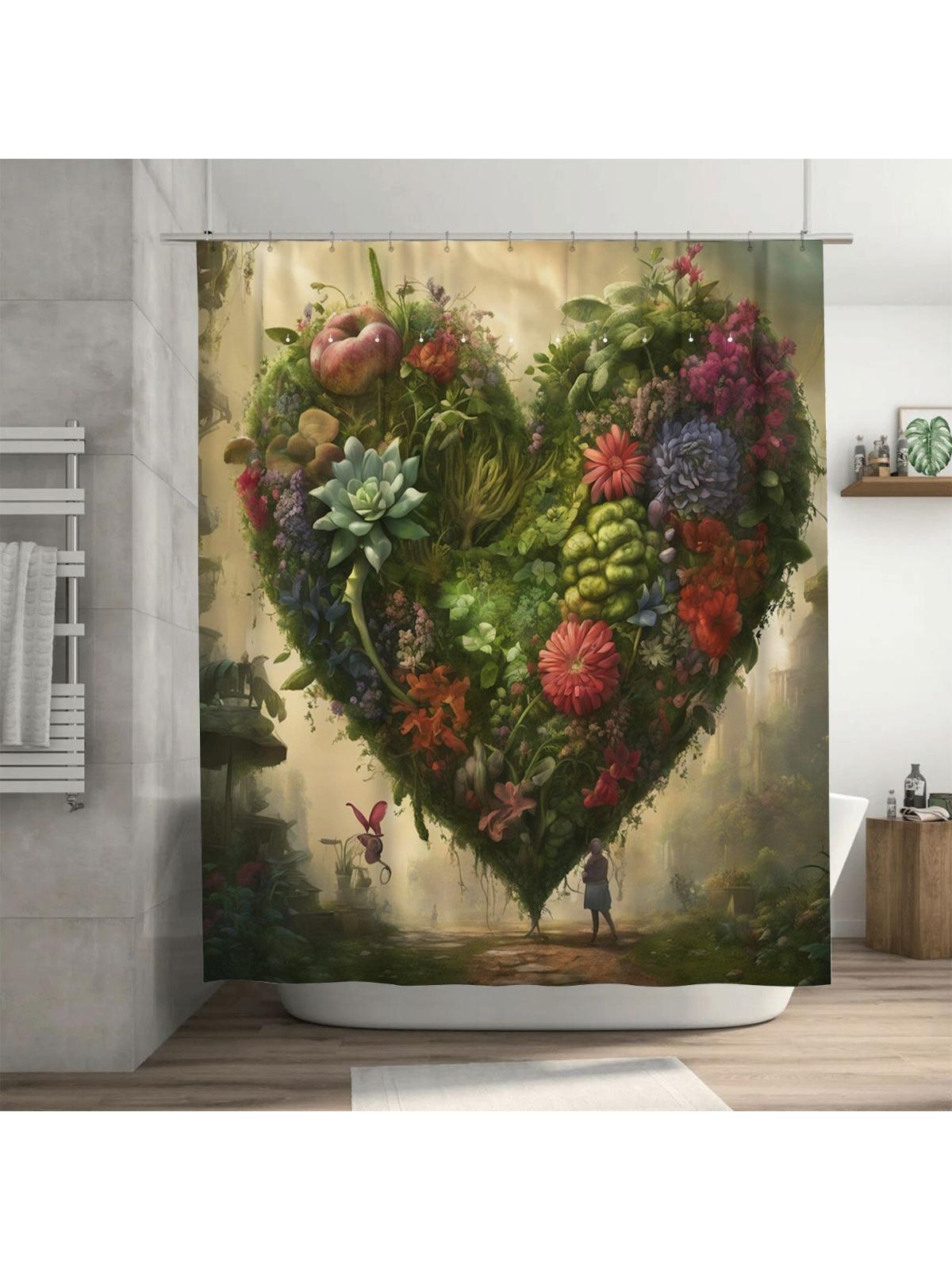 

Heart Of Nature Shower Curtain | Romantic And Colorful Bathroom Decor W60H190(CM)-1 Pcs