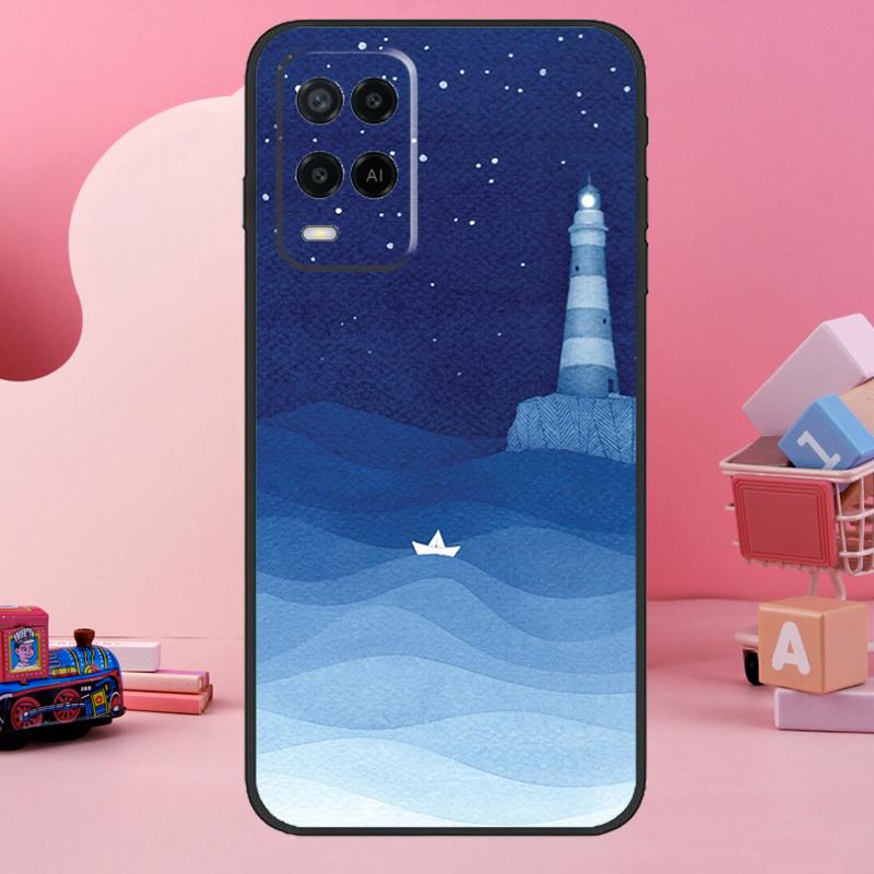 Ocean Waves Sailboat Case For Oppo A18 A38 A58 A78 A98 A74 A54 A94 A80 A60 A40 A96 A76 A16 A15 A17 A57 A77 A5 Pro