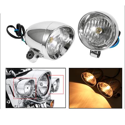 1/2 Adet 2 4' Krom Motosiklet Ön Far Sis Lambası Lamba Motosiklet Motosiklet Retro Siperlik LED Geçiş Sis Yardımcı Işık