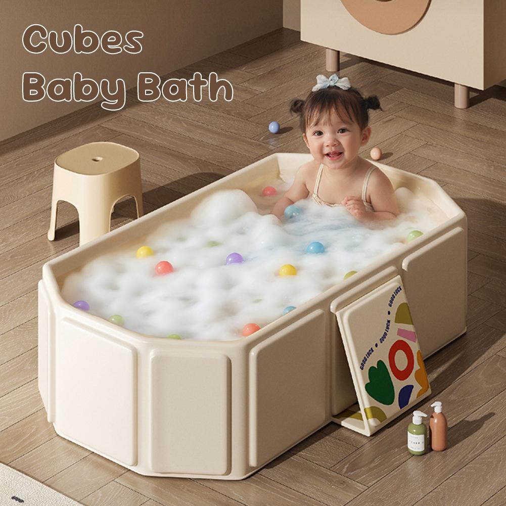 Baby Bathtub for Infants To Toddlers Collapsible Baby Bath Tub with Drain Outlet Infant Tub Toddler Bathtub Shower Basin