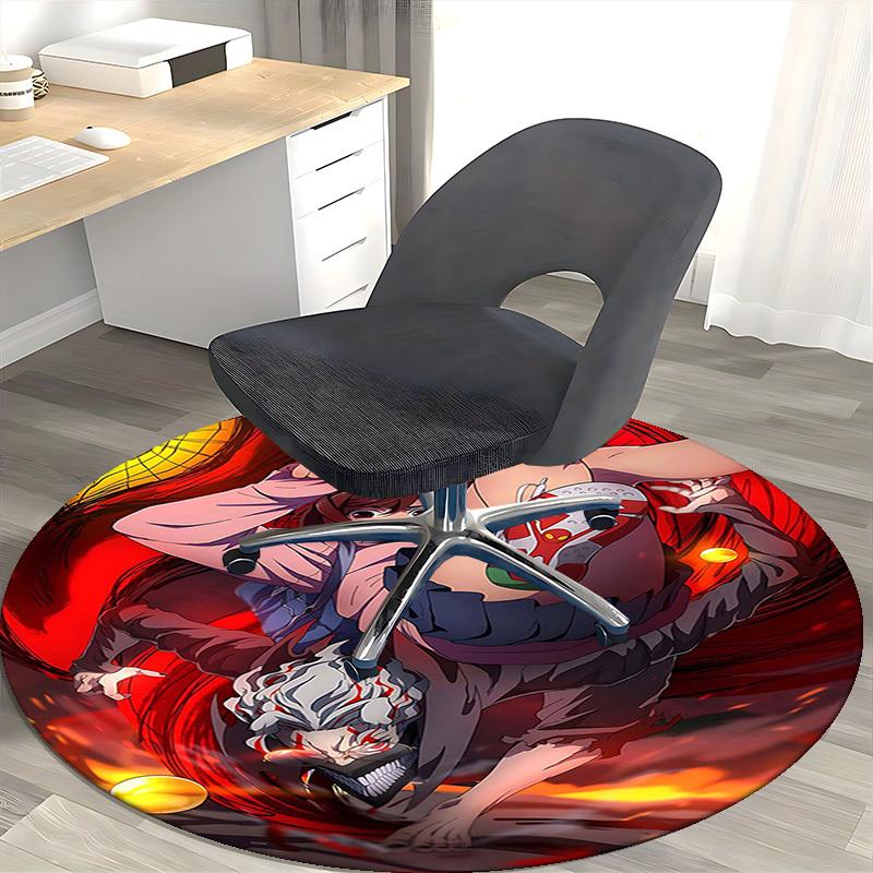 1pc Anime Character with Red Shoes Round Carpet - Office Chair Mat, Non-Slip Rug for Home Decor, Living Room, Bedroom