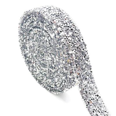 3cm Width Resin Rhinestone Strip 3 Yard Length Self-Adhesive Hot Stamping Diamond Iron On Heat Melting Glue Rhinestone Tape