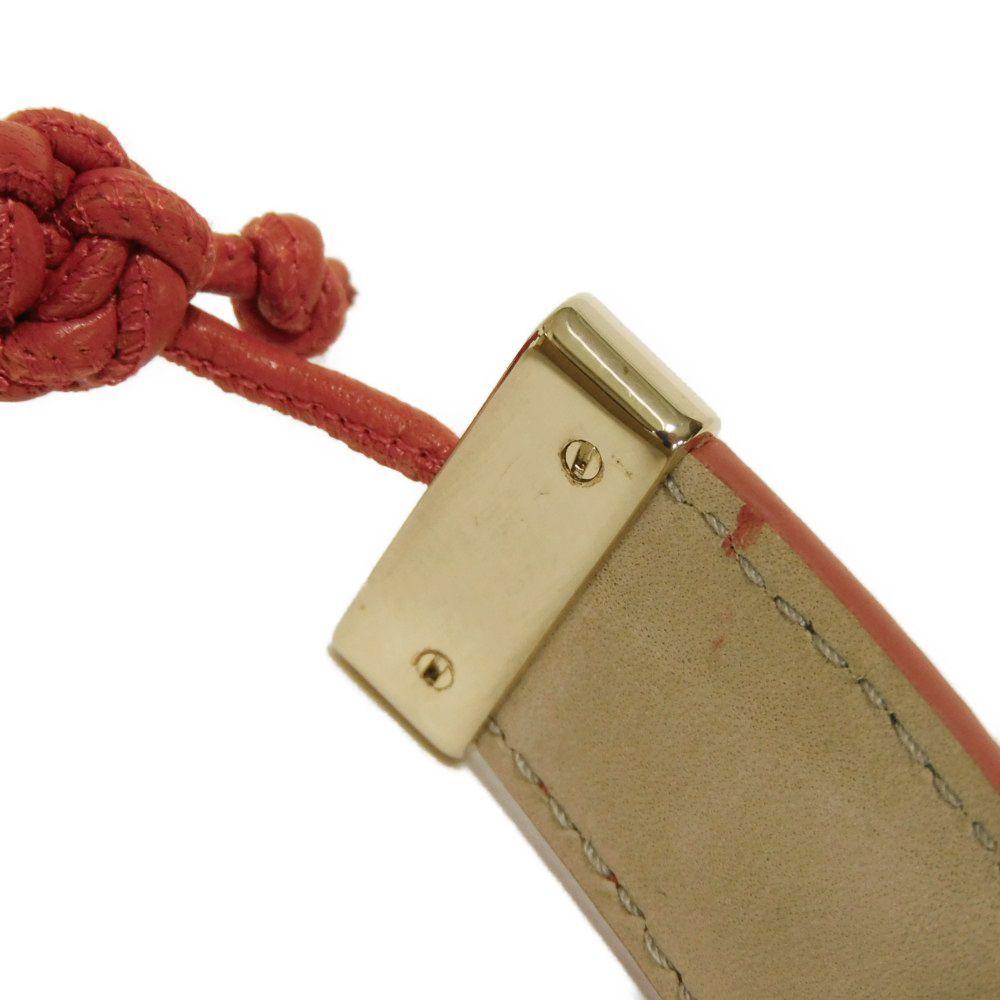 Used 9656 Brassle Woody CHC23UFB19CHO8 7986 Calfskin Stitch Embroidery Logo Poppy Orange Women's from Japan AUTHENTIC