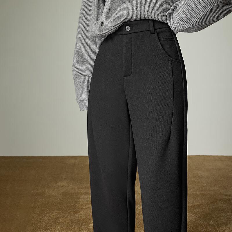 Chuyu Women's Winter Fleece Lined Cropped Woolen-Look Casual Pants