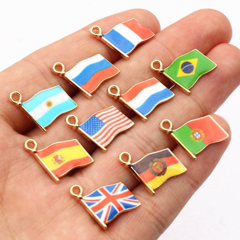20pcs Enamel Football National Flags of Various Countries Charms Pendant DIY Jewelry Making Accessories for Necklace Earrings