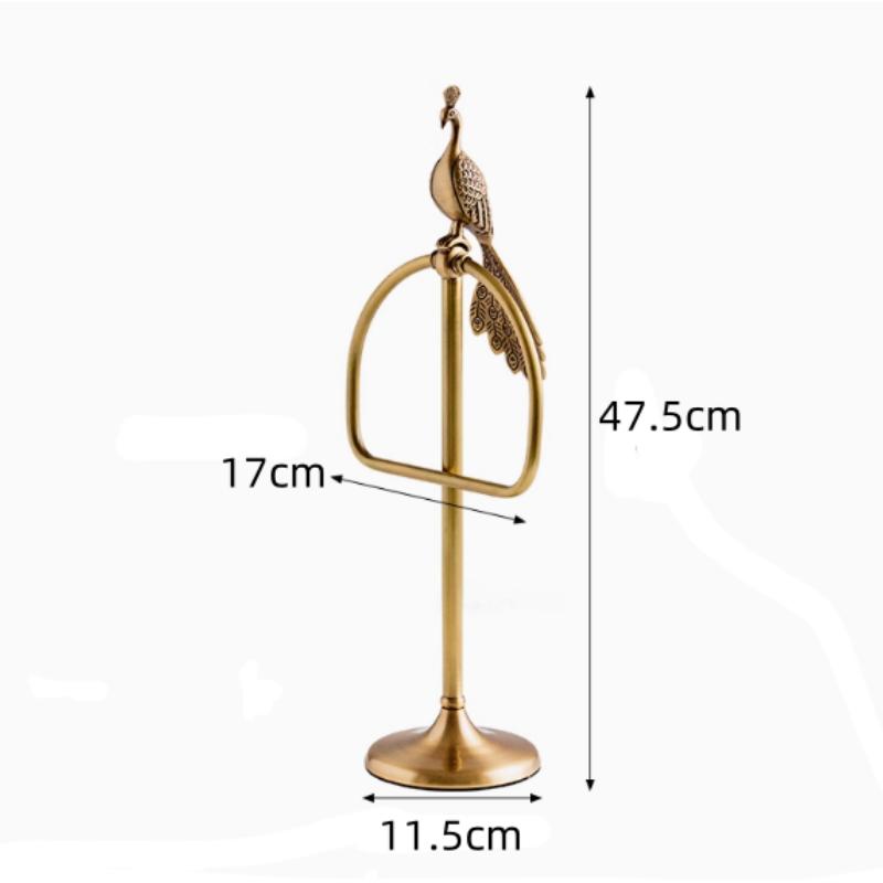 Antique Brass Peacock Towel Ring, European Retro Bathroom Accessory, Hotel Style Luxury Towel Holder, Wall Mounted