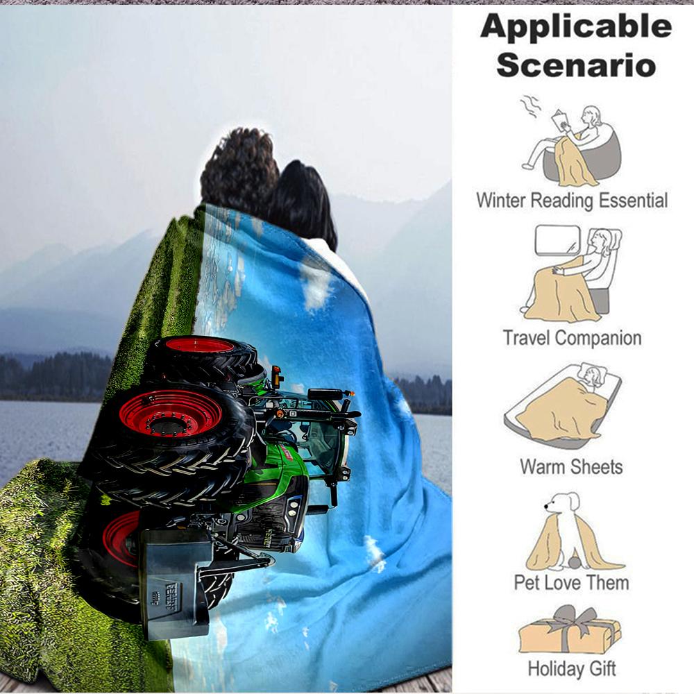 1Pc Tractor Field Blanket Soft And Comfortable Casual Warm Camping Travel Christmas Halloween Xmas Gift M92814