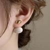 Vintage Metal Bean Spliced Flat Pearl Drop Earrings for Women Elegant Gold Color Drop Glazed Oval Earrings  Jewelry Gifts