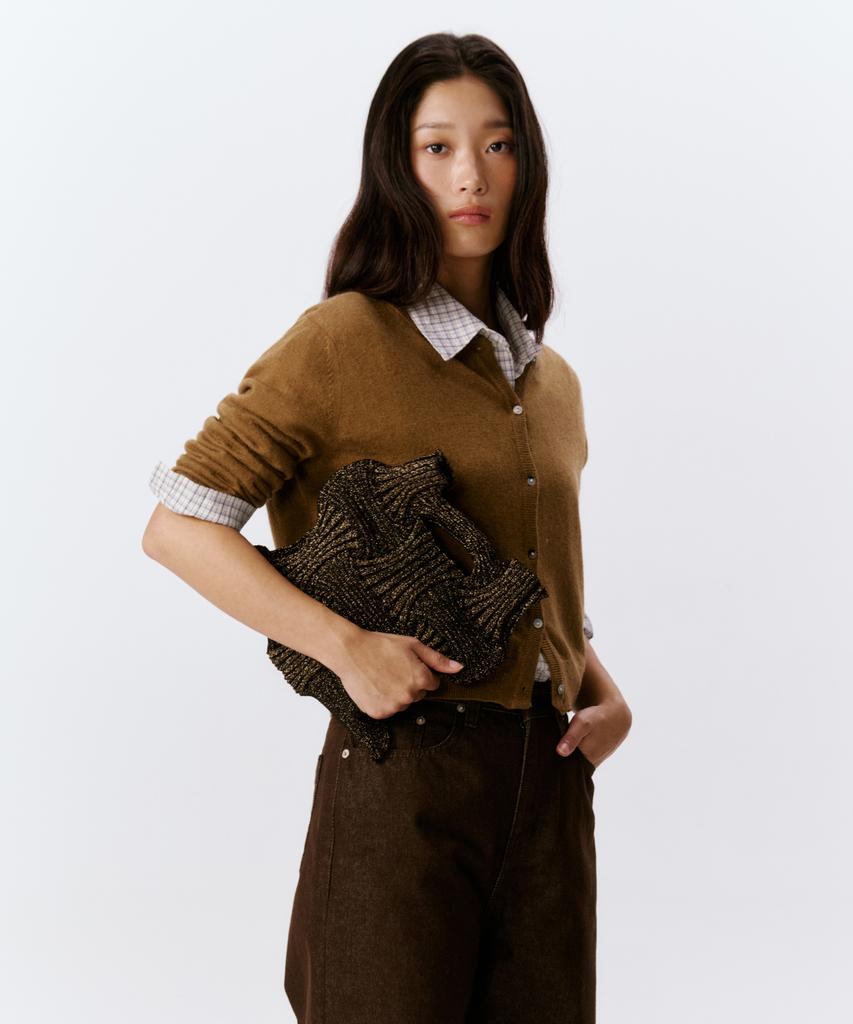 Pleatsmama New Bow Bag Glitter Black Brown