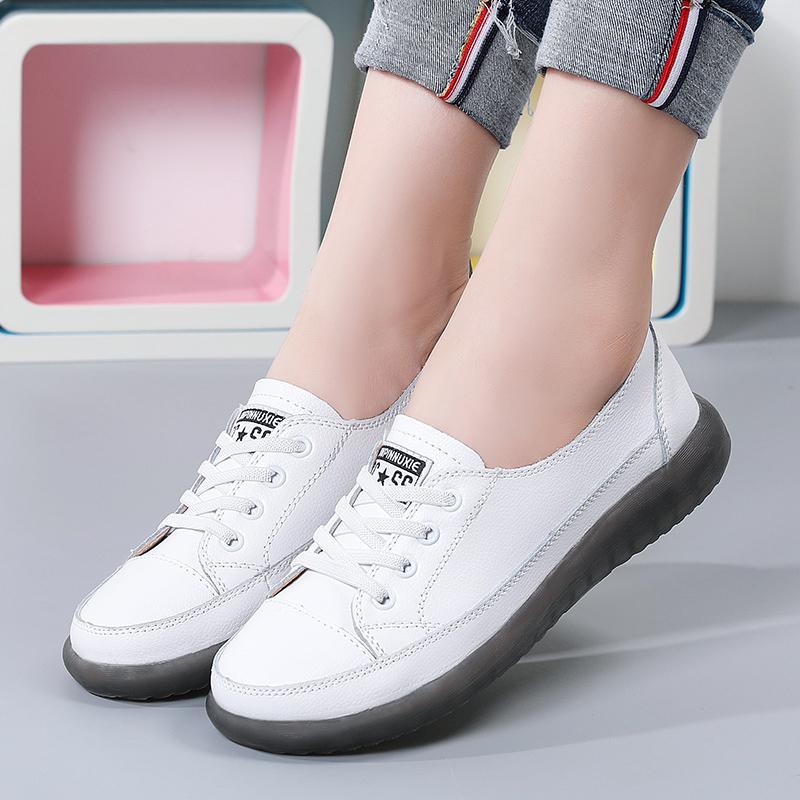 

Women s Genuine Leather Sneakers Women Casual Fashionable Sports Shoes Vulcanized Woman Summer Flat Shoe Ladies White 40 35 белый