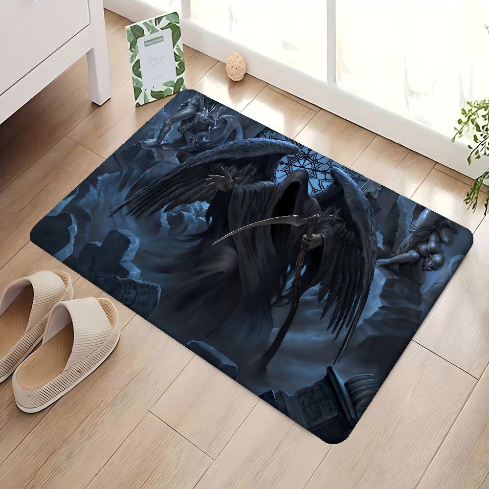 D-Dark Grim Reaper Anime Entrance Door Mat Nordic Style Home Doormat Bathroom-Toilet Mats Bedroom Hotel Decor Mat