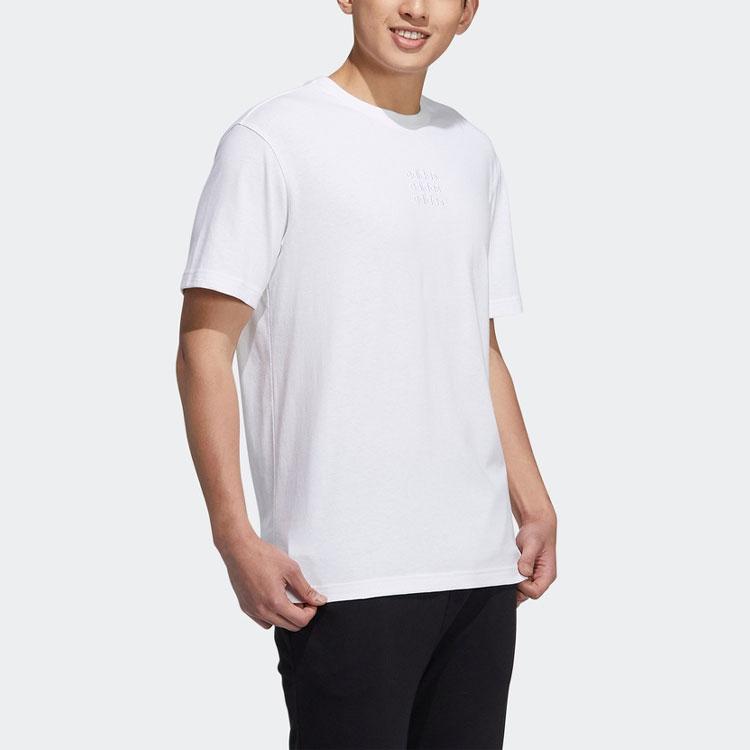 Adidas Neo Embroidered Logo Solid Color Sports Crew Neck T-Shirt Men Tops White H14209