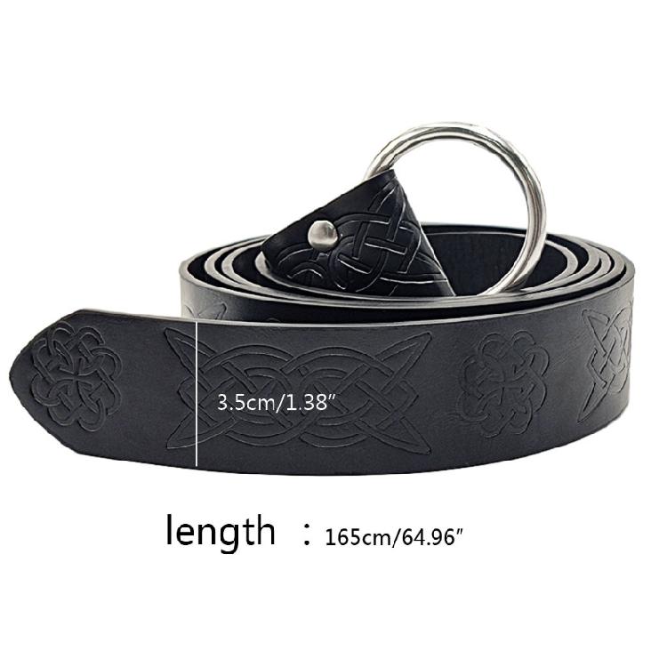 Medieval Embossed Viking Vegvisir PU Leather O Ring Belt Retro Renaissance