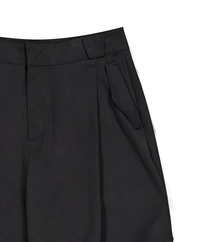 Uallong Side Drape Wide Pants - Black