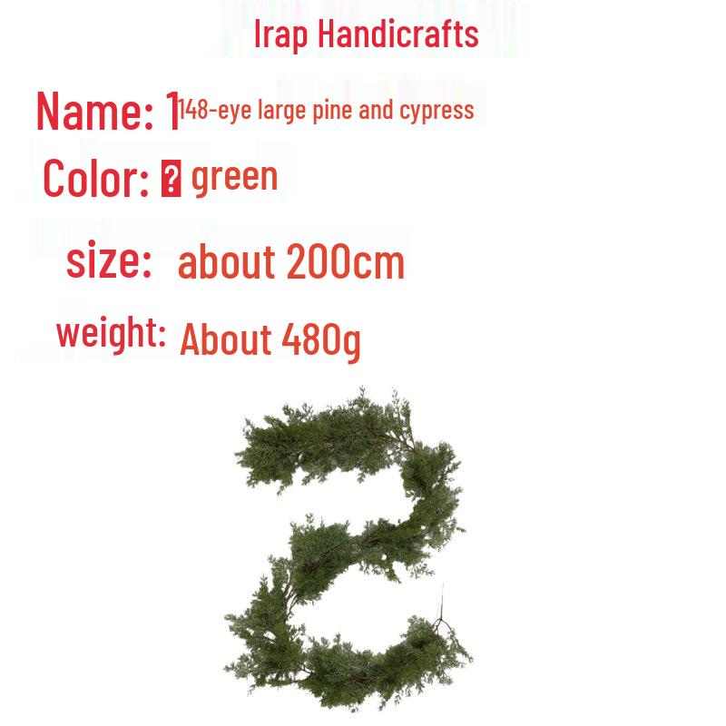 Simulated Green Pine Needle Rattan Vine, 2m Encrypted Plastic Christmas Decoration for Festive Atmosphere.