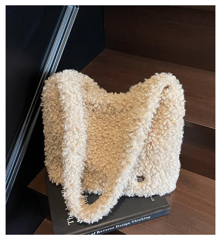 2025 Early Autumn Cute Plush Handbag and Crossbody Shoulder Bag