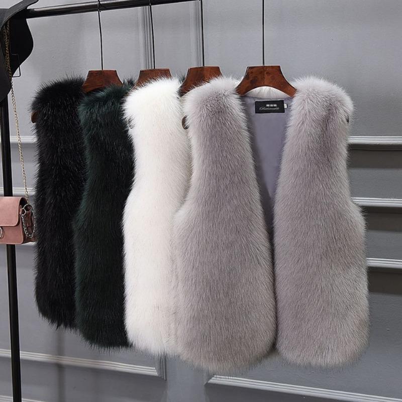 Imitation fur vest women's short autumn and winter new imitation fox fur vest thickened vest plush jacket