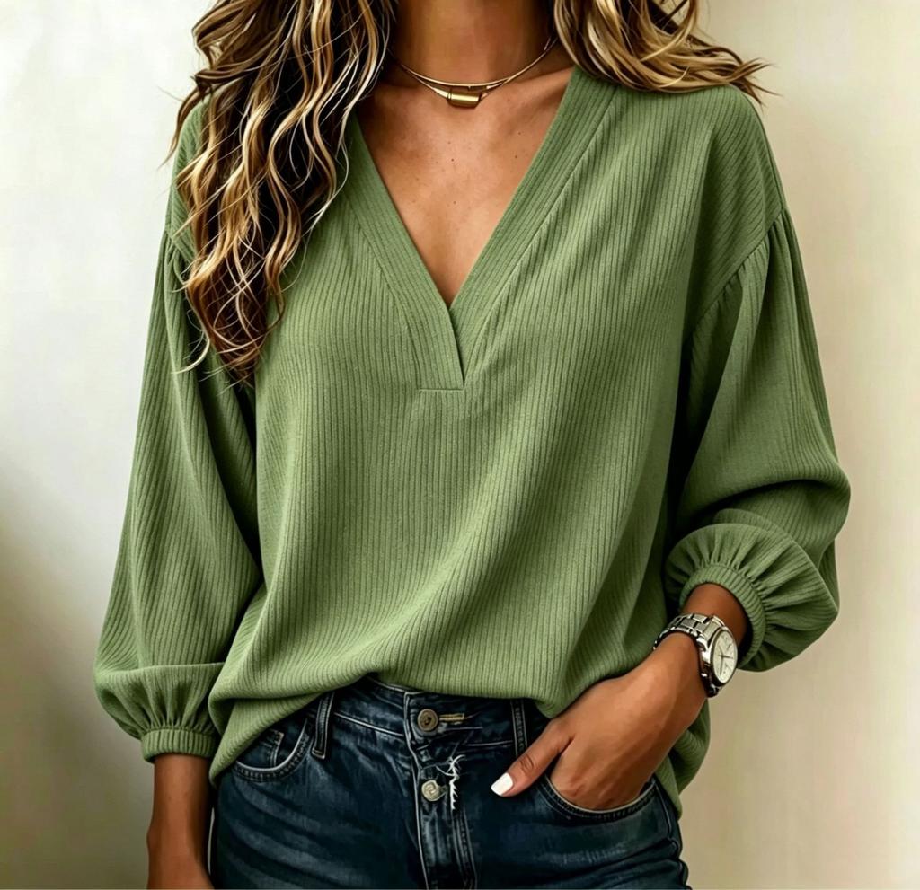 Women's Casual V-Neck Color Top