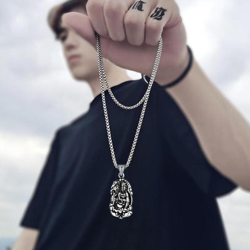 Accessories, Buddha Pendant Necklace, Vintage Faith Titanium Steel Chain Men'S Necklace