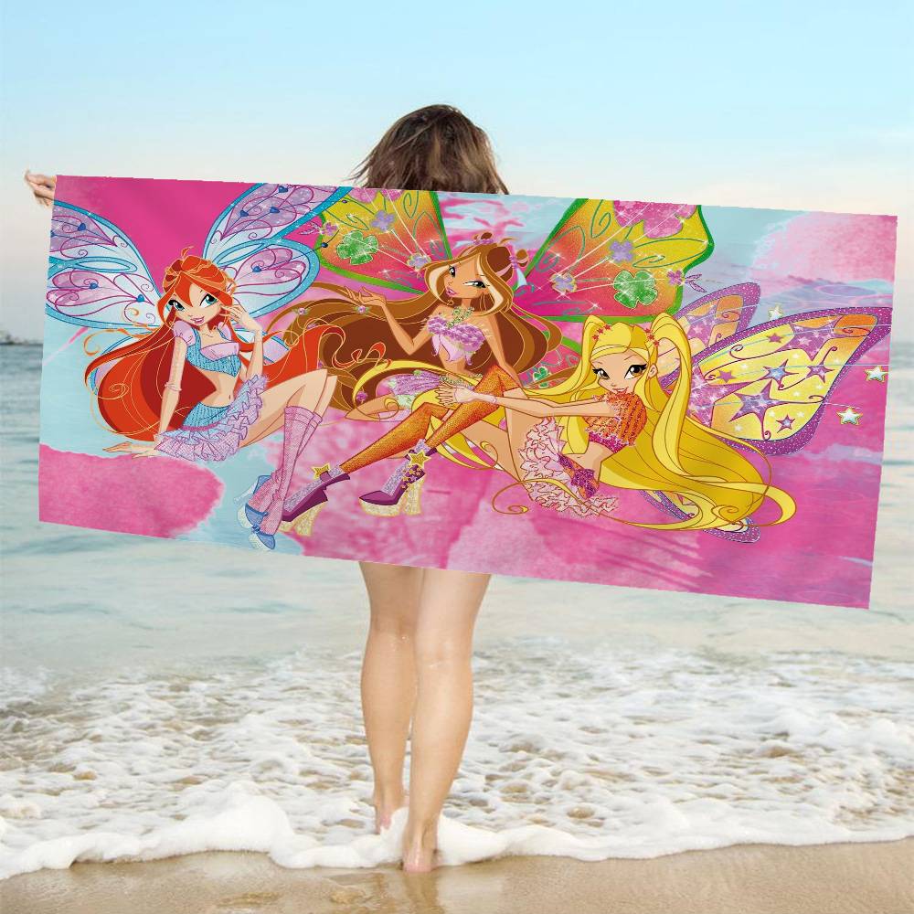 Girl-W-Winx Catoon Clubs Microfiber Beach Towel Absorbent Quick Dry Soft Yoga Swimming Resort Mountain Climbing Towel